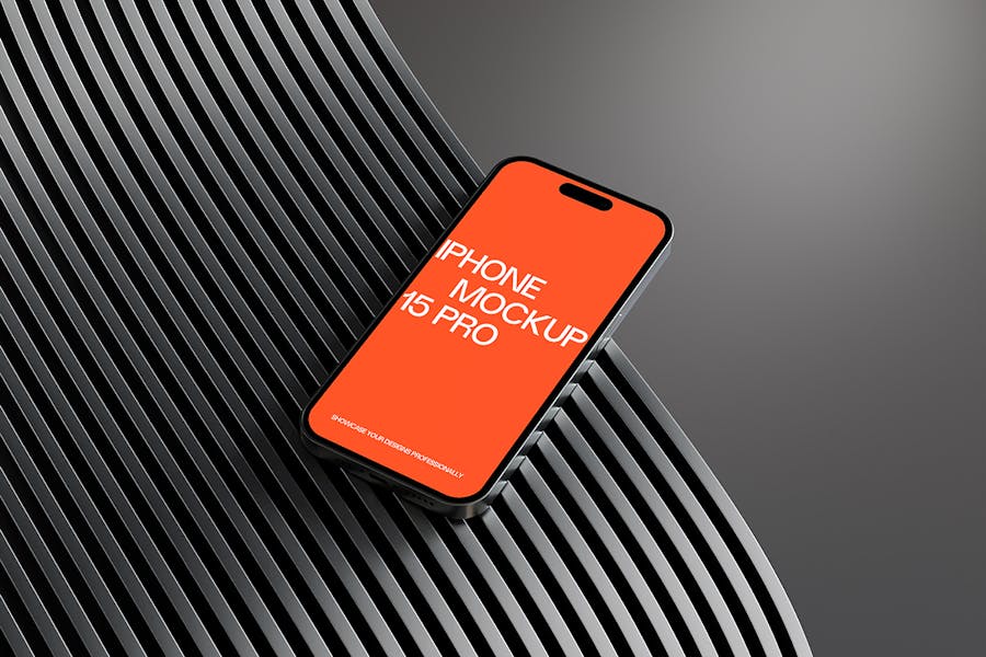 高级工业风苹果iphone 15 pro智能手机展示效果图PSD样机模板素材 IPhone 15 Pro Mockup 样机素材 sucaiwan.com