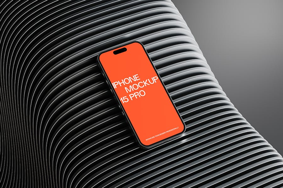 高级工业风苹果iphone 15 pro智能手机展示效果图PSD样机模板素材 IPhone 15 Pro Mockup 样机素材 sucaiwan.com