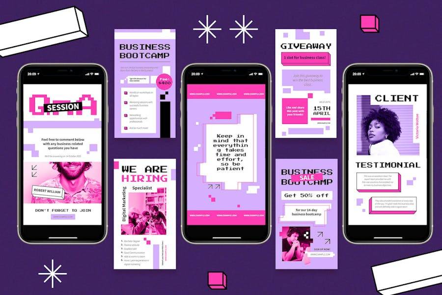 紫色像素化ins风公众号推文电商海报设计PSD分层源文件素材 Purple Pixelated Business Instagram Set 幻灯图表 第3张-素材湾丨精选海外优质设计素材资源 紫色像素化ins风公众号推文电商海报设计PSD分层源文件素材 Purple Pixelated Business Instagram Set 幻灯图表 sucaiwan.com