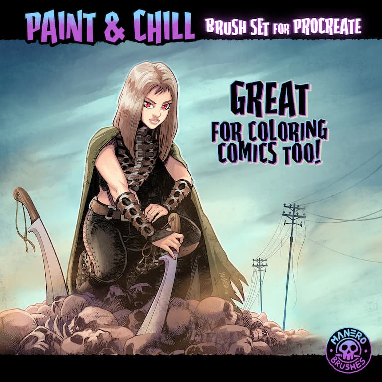 柔软颗粒喷绘水墨半色调数字艺术绘画效果procreate笔刷画笔素材 Paint & Chill Brush Set for Procreate 笔刷资源 sucaiwan.com