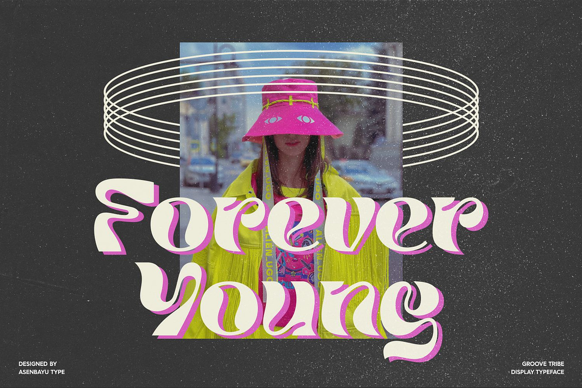 时尚复古扭曲酸性海报杂志标签徽标LOGO设计PSAI英文字体安装包 Groove Tribe Font 设计素材 sucaiwan.com