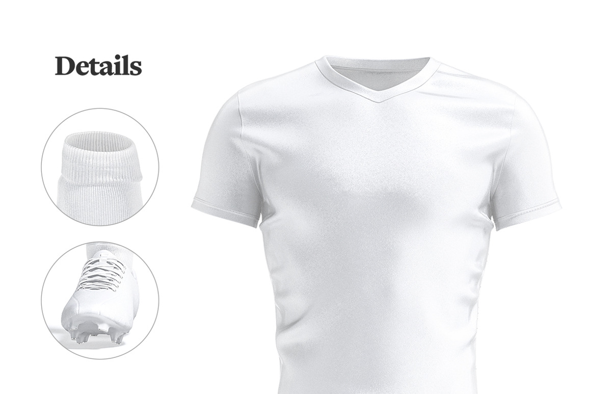 逼真3D立体足球队服球服服装设计展示效果图PS贴图样机模板素材 Soccer Kit Animated Mockup 样机素材 sucaiwan.com
