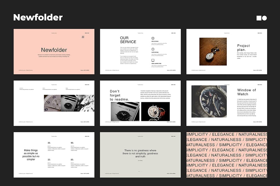 优雅极简品牌营销策划演示文稿设计模版 New Folder – Presentation Templates 幻灯图表 sucaiwan.com