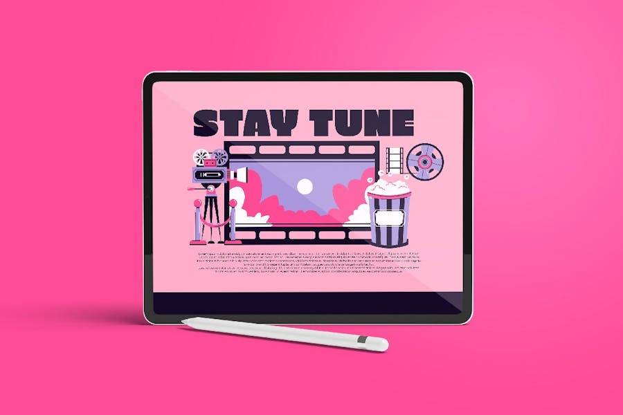 粉红电影主题海报网站社交媒体手绘插画矢量设计素材 Pink Movie Festival Asset Illustration 图片素材 sucaiwan.com