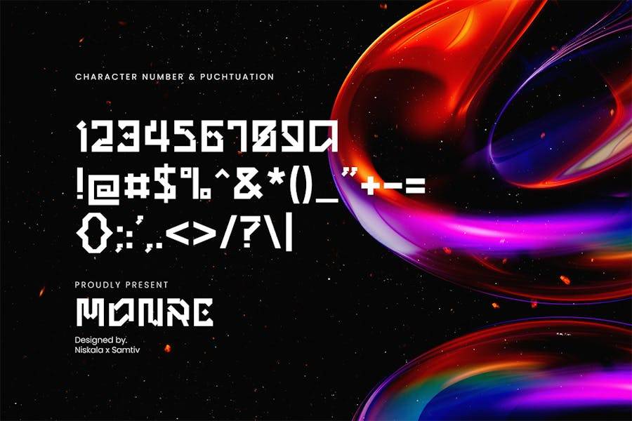 未来科幻海报包装徽标设计无衬线英文字体安装包 Monre – A Futuristic Display Typeface 设计素材 sucaiwan.com
