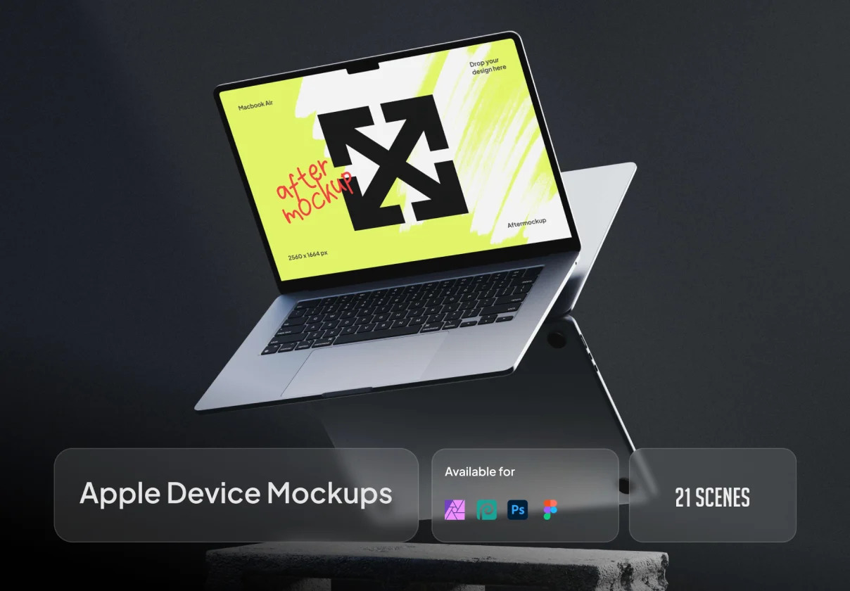 21款黑化风苹果iphone手机macbook电脑ipad平板贴图样机ps/figma/affinty photo模板素材 Apple Device Mockups Yunda 样机素材 第1张-素材湾丨精选海外优质设计素材资源 21款黑化风苹果iphone手机macbook电脑ipad平板贴图样机ps/figma/affinty photo模板素材 Apple Device Mockups Yunda 样机素材 sucaiwan.com