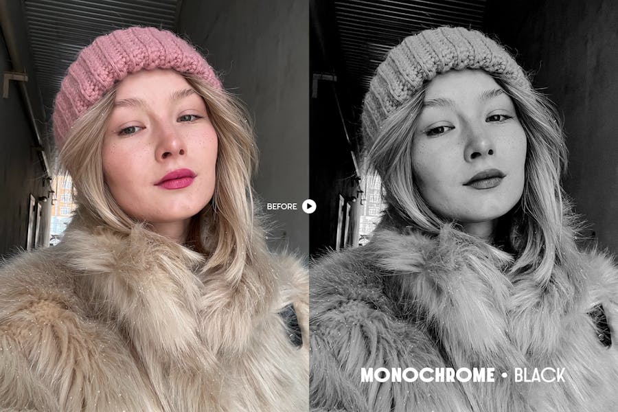 黑白色调电影胶片模拟肖像后期调色Lightroom预设 Monochrome Lightroom Presets 插件预设 第7张-素材湾丨精选海外优质设计素材资源 黑白色调电影胶片模拟肖像后期调色Lightroom预设 Monochrome Lightroom Presets 插件预设 sucaiwan.com