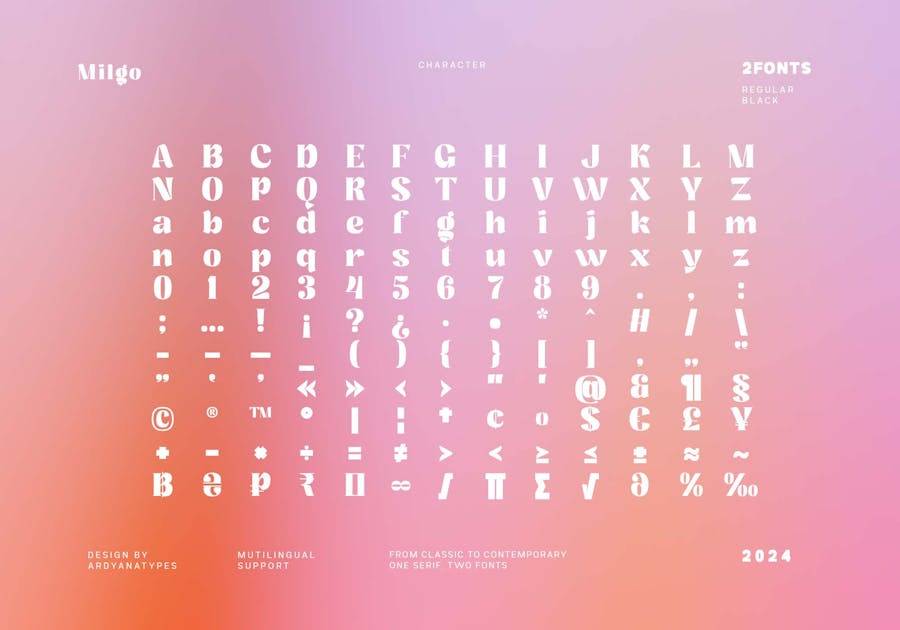 时尚复古杂志海报包装网页设计衬线英文字体安装包 Milgo 设计素材 sucaiwan.com