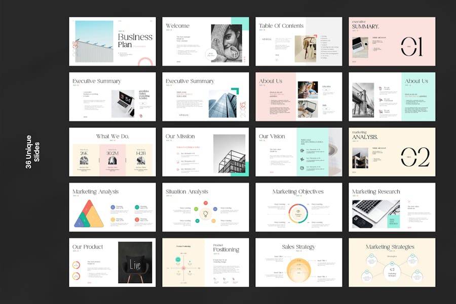时尚企业营销策划演示文稿设计ppt模板 Business Plan PowerPoint Presentation 幻灯图表 sucaiwan.com
