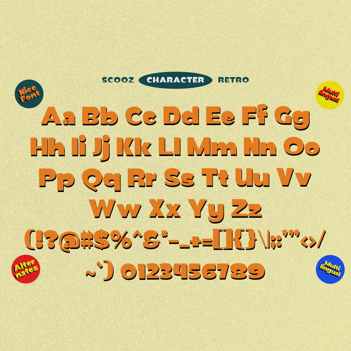 现代复古品牌海报徽标设计无衬线英文字体安装包 Scooz – A Fun Retro Font 设计素材 第4张-素材湾丨精选海外优质设计素材资源 现代复古品牌海报徽标设计无衬线英文字体安装包 Scooz – A Fun Retro Font 设计素材 sucaiwan.com