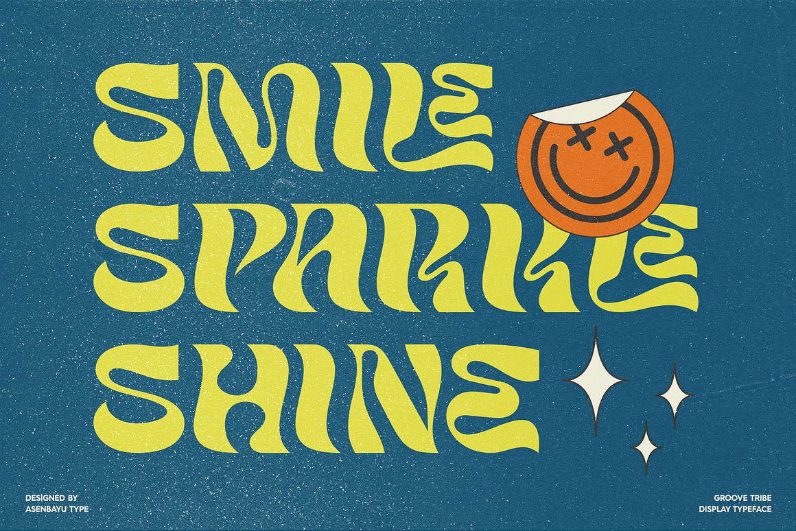 时尚复古扭曲酸性海报杂志标签徽标LOGO设计PSAI英文字体安装包 Groove Tribe Font 设计素材 sucaiwan.com