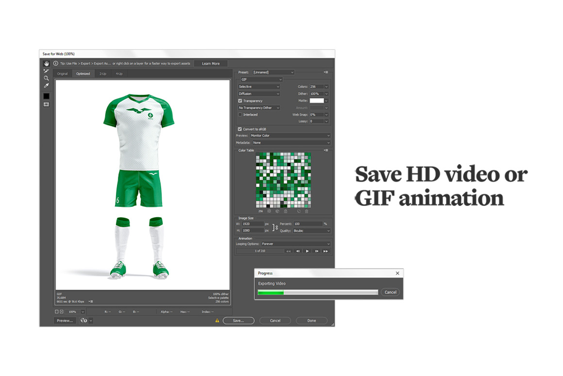 逼真3D立体足球队服球服服装设计展示效果图PS贴图样机模板素材 Soccer Kit Animated Mockup 样机素材 sucaiwan.com