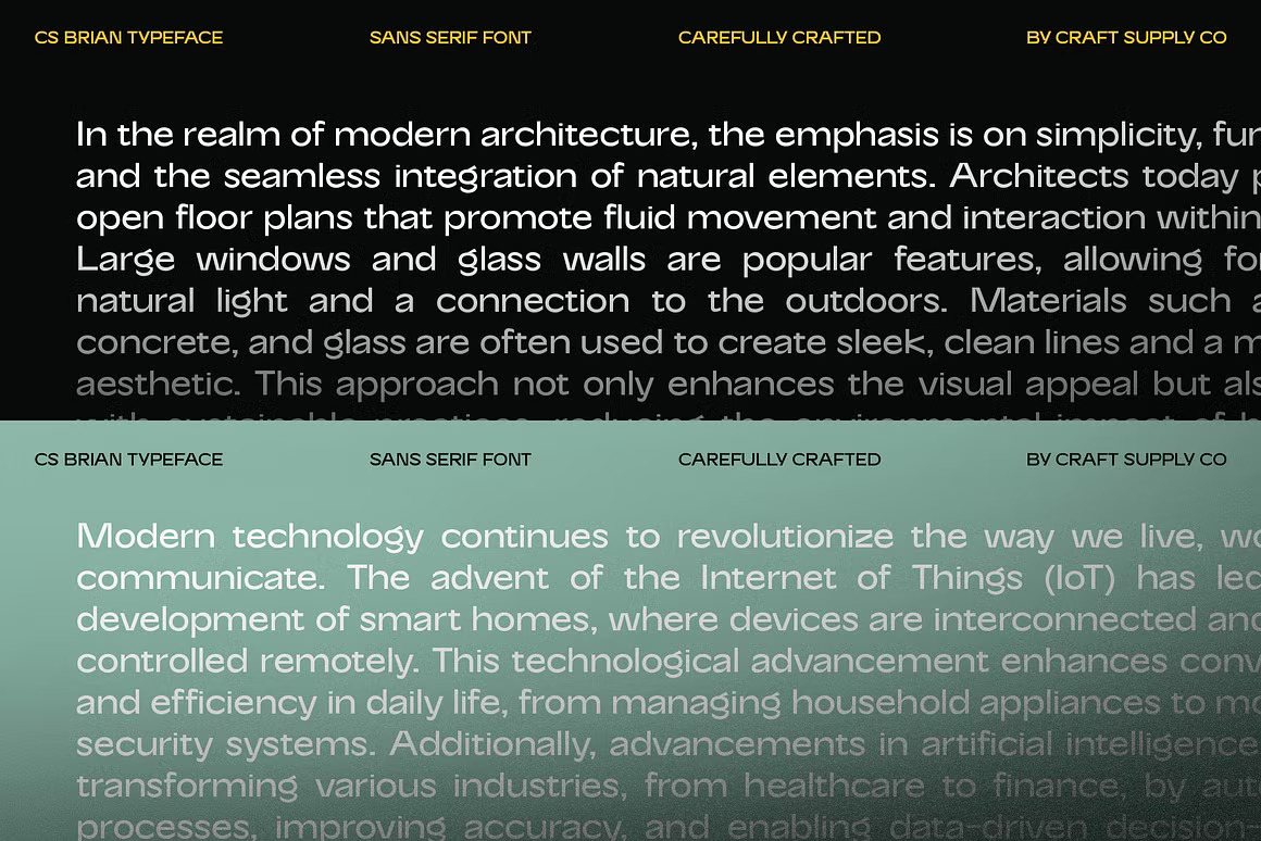 现代时尚美学杂志海报徽标网站设计无衬线英文字体安装包 CS Brian – Contemporary Font 设计素材 sucaiwan.com