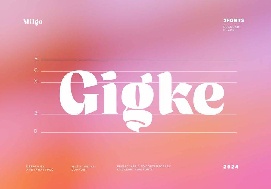 时尚复古杂志海报包装网页设计衬线英文字体安装包 Milgo 设计素材 sucaiwan.com