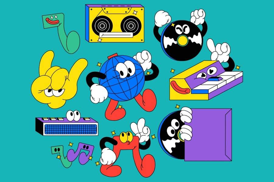 蓝色拟人化卡通手绘音乐人物插画AI矢量设计素材套装 Blue Hand Drawn Music Character Illustration Set 图片素材 第4张-素材湾丨精选海外优质设计素材资源 蓝色拟人化卡通手绘音乐人物插画AI矢量设计素材套装 Blue Hand Drawn Music Character Illustration Set 图片素材 sucaiwan.com