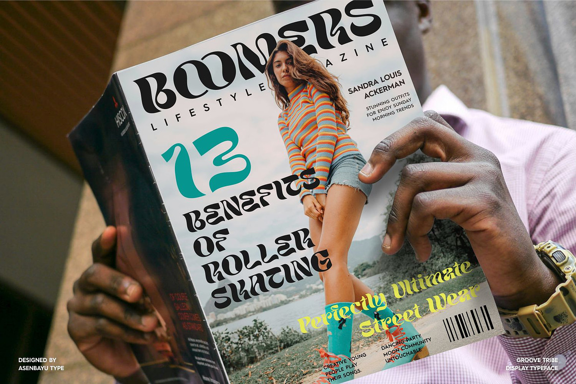 时尚复古扭曲酸性海报杂志标签徽标LOGO设计PSAI英文字体安装包 Groove Tribe Font 设计素材 sucaiwan.com