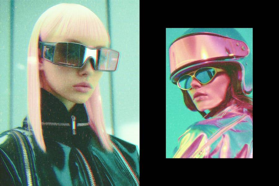 80年代复古VHS信号故障模拟照片效果PS特效滤镜插件样机模板 Retro VHS Photo Effect 插件预设 sucaiwan.com