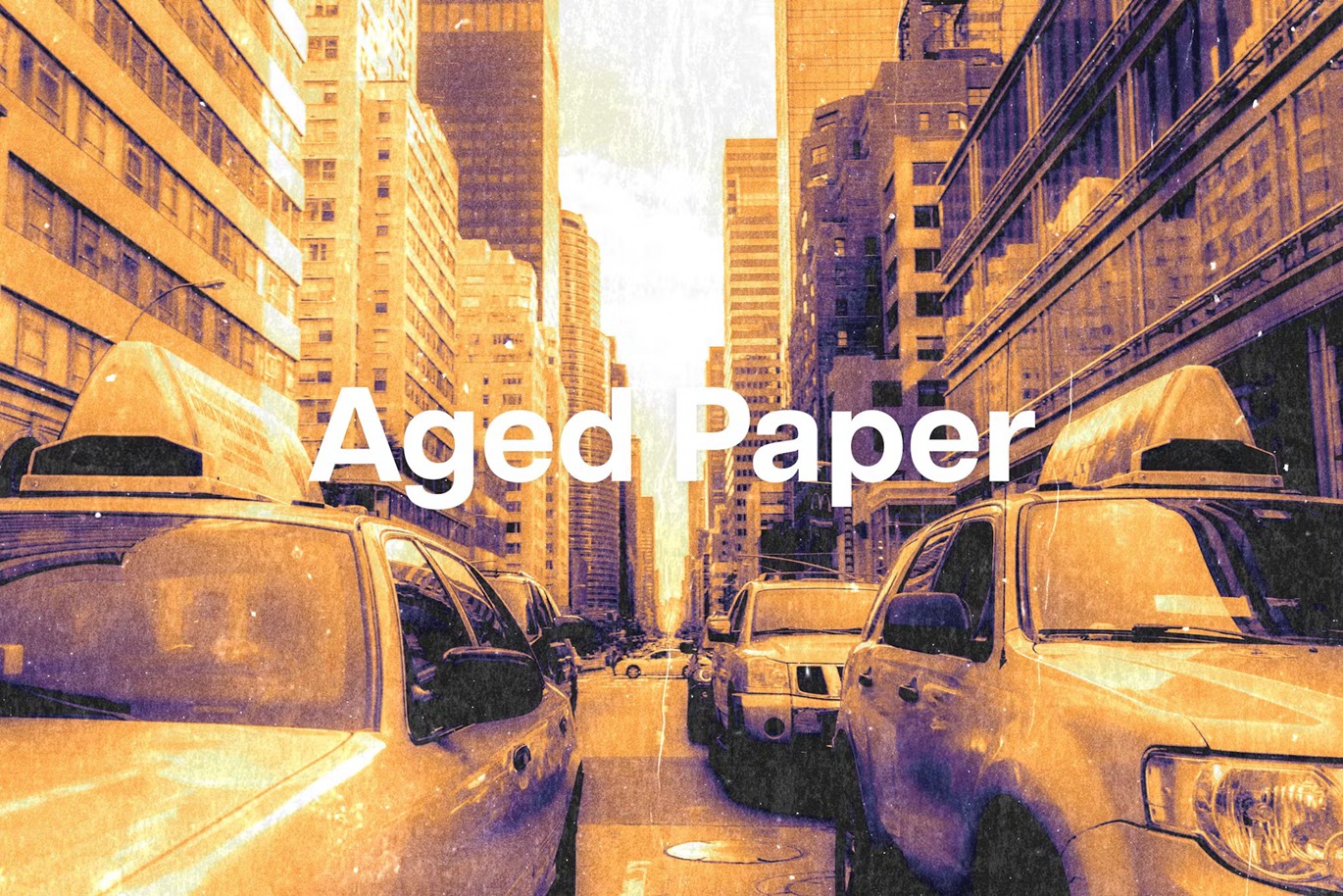 2款复古90年代陈旧做旧发黄磨损划痕污迹纸张叠加肌理PSD特效样机Aged Paper Photo Effect 插件预设 sucaiwan.com
