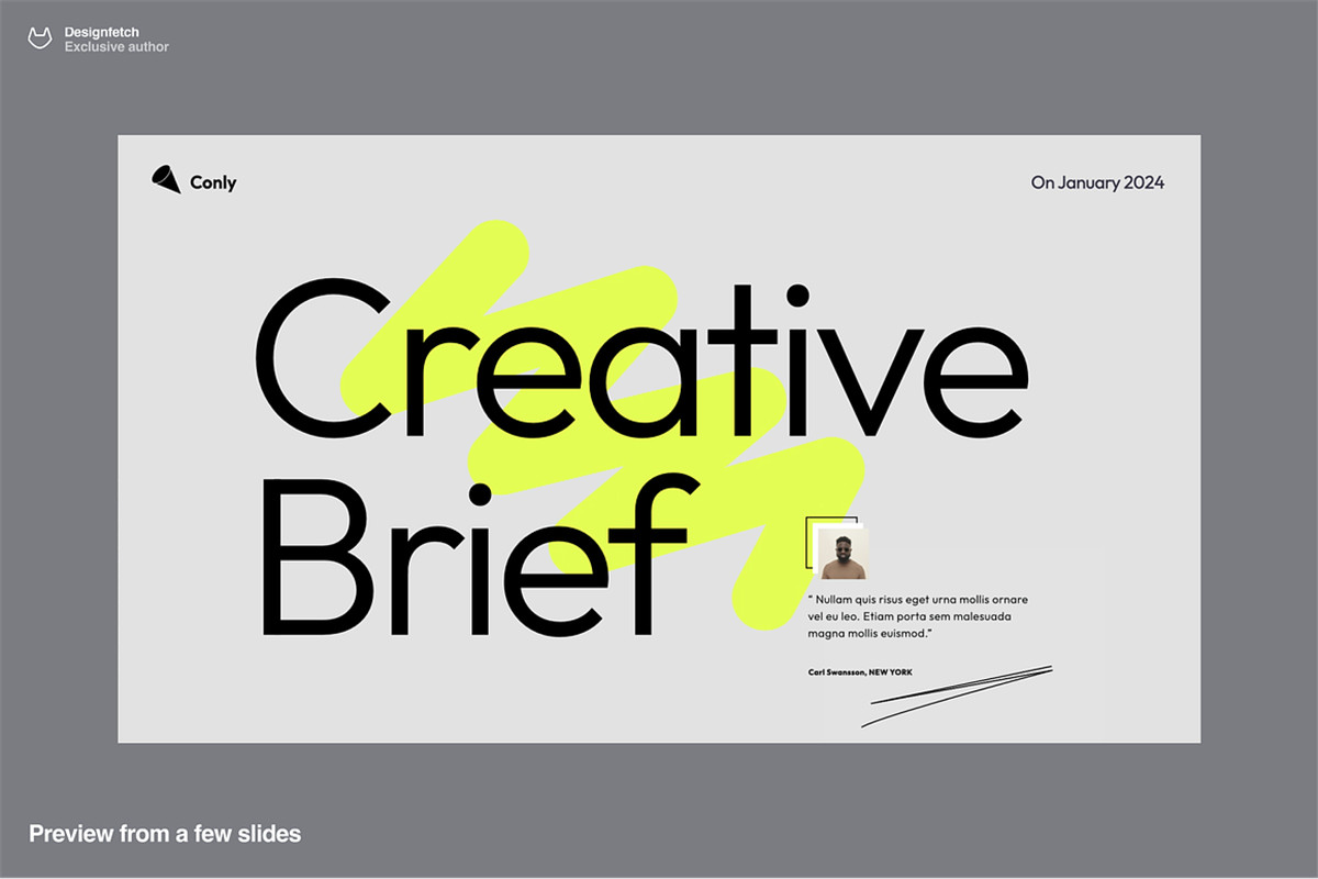 40+现代动态独特极简艺术品牌VI手册艺术PPT幻灯片演示文稿 Creative brief template – Conly , 第6张-素材湾丨精选海外优质设计素材资源 40+现代动态独特极简艺术品牌VI手册艺术PPT幻灯片演示文稿 Creative brief template – Conly , sucaiwan.com