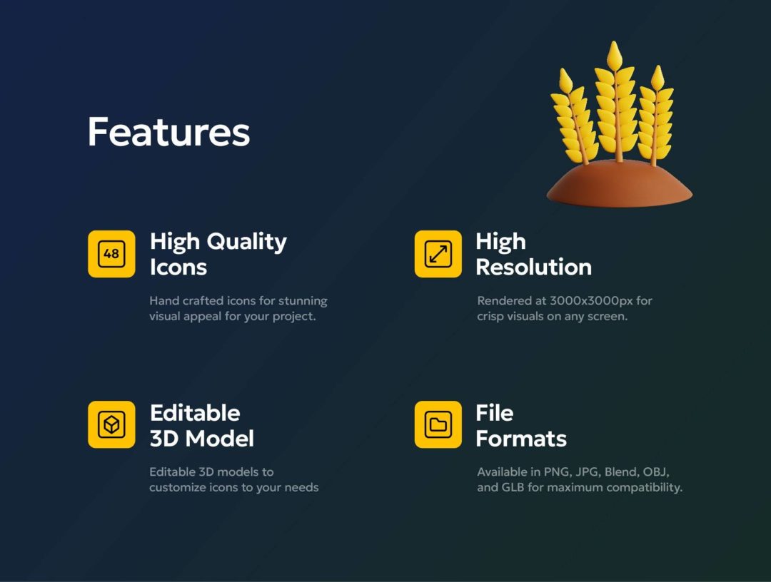 48款农村农场农作物农业机械设备3D插图图标Icons设计Blender/PNG格式素材 Farm & Agriculture 3D Icon Pack 图标素材 sucaiwan.com