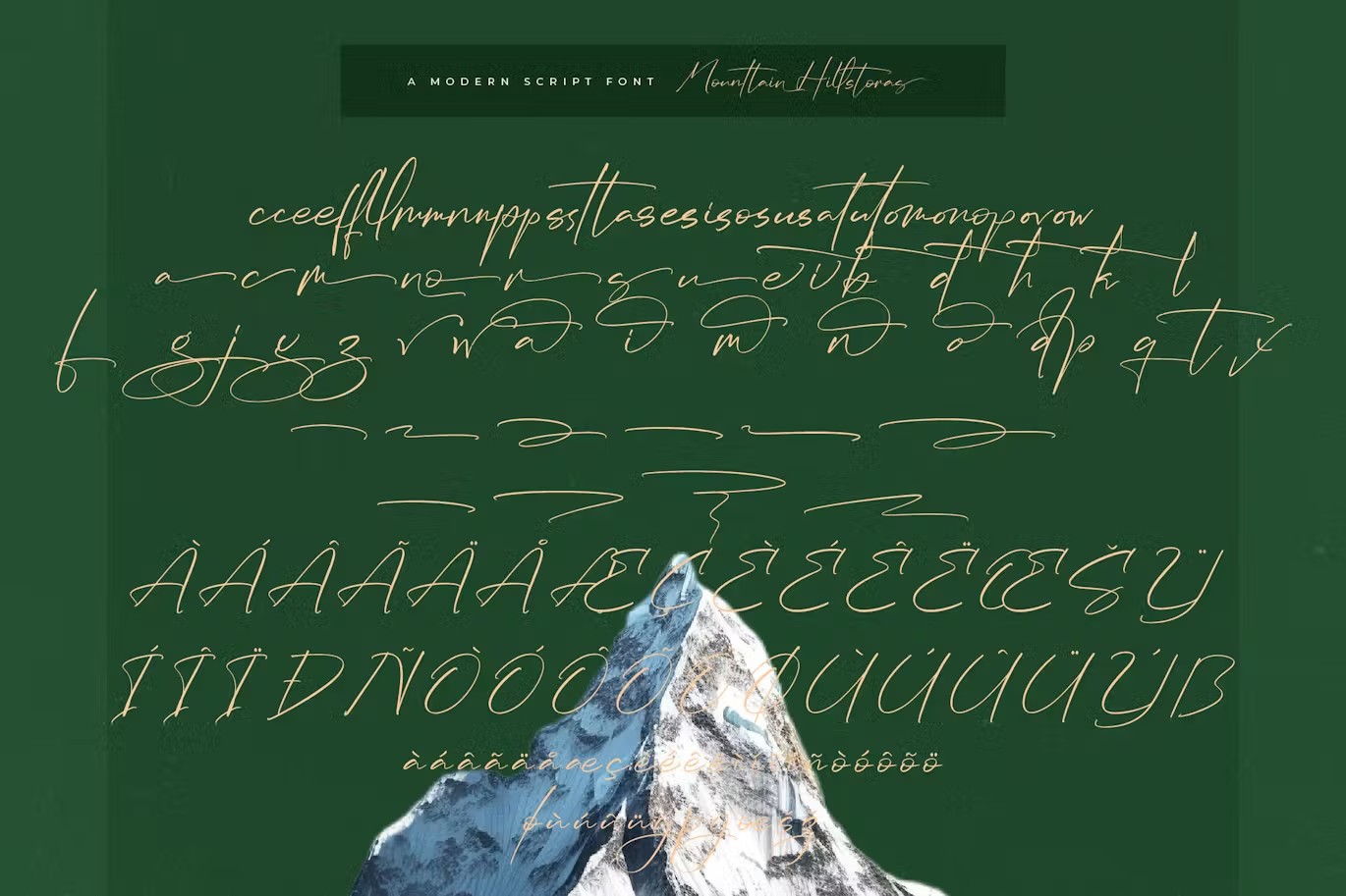 优雅品牌海报媒体印刷设计手写英文字体安装包 Mounttain Hillstoras Modern Script Font 设计素材 sucaiwan.com