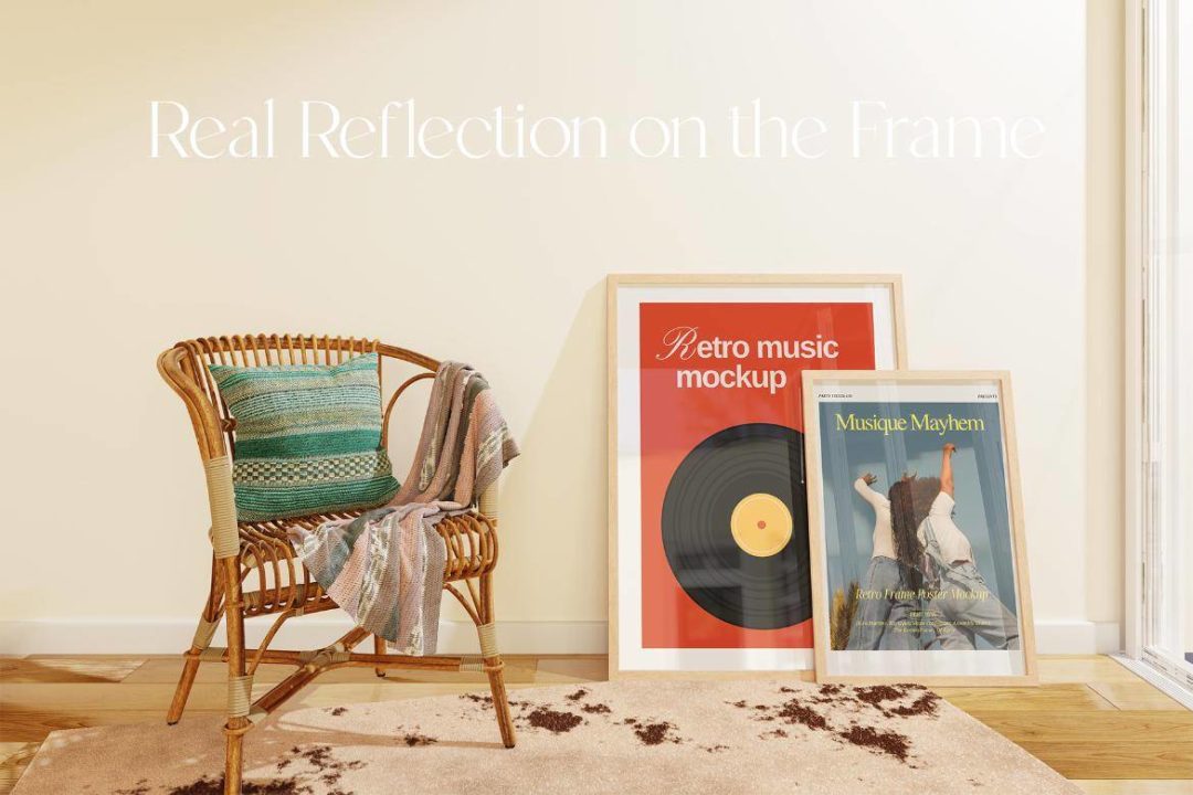8款优雅室内场景海报艺术品挂画设计相框框架展示效果图PS贴图样机模板 Retro Frame Mockup Scene 样机素材 sucaiwan.com