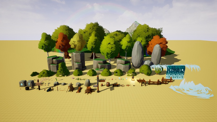 UE素材 风格化多边形游戏场景树叶树木河流山地3D模型 Unreal Engine – Dreamscape Nature : Meadows – Stylized Open World Environment 样机素材 第24张-素材湾丨精选海外优质设计素材资源 UE素材 风格化多边形游戏场景树叶树木河流山地3D模型 Unreal Engine – Dreamscape Nature : Meadows – Stylized Open World Environment 样机素材 sucaiwan.com