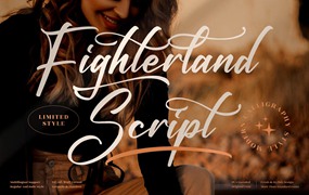 时尚优雅海报社交媒体标题LOGO设计PSAI手写签名英文字体下载 Fighterland Script Font