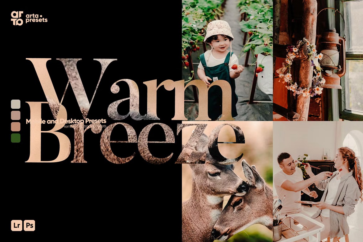 现代时尚暖色调旅行博主摄影照片调色Lightroom预设包 ARTA – Warm Breeze Presets for Lightroom 插件预设 第1张-素材湾丨精选海外优质设计素材资源 现代时尚暖色调旅行博主摄影照片调色Lightroom预设包 ARTA – Warm Breeze Presets for Lightroom 插件预设 sucaiwan.com