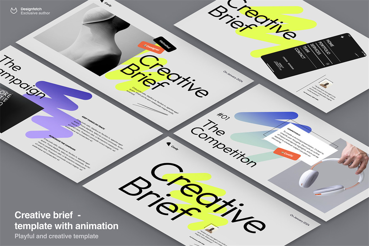 40+现代动态独特极简艺术品牌VI手册艺术PPT幻灯片演示文稿 Creative brief template – Conly , 第1张-素材湾丨精选海外优质设计素材资源 40+现代动态独特极简艺术品牌VI手册艺术PPT幻灯片演示文稿 Creative brief template – Conly , sucaiwan.com