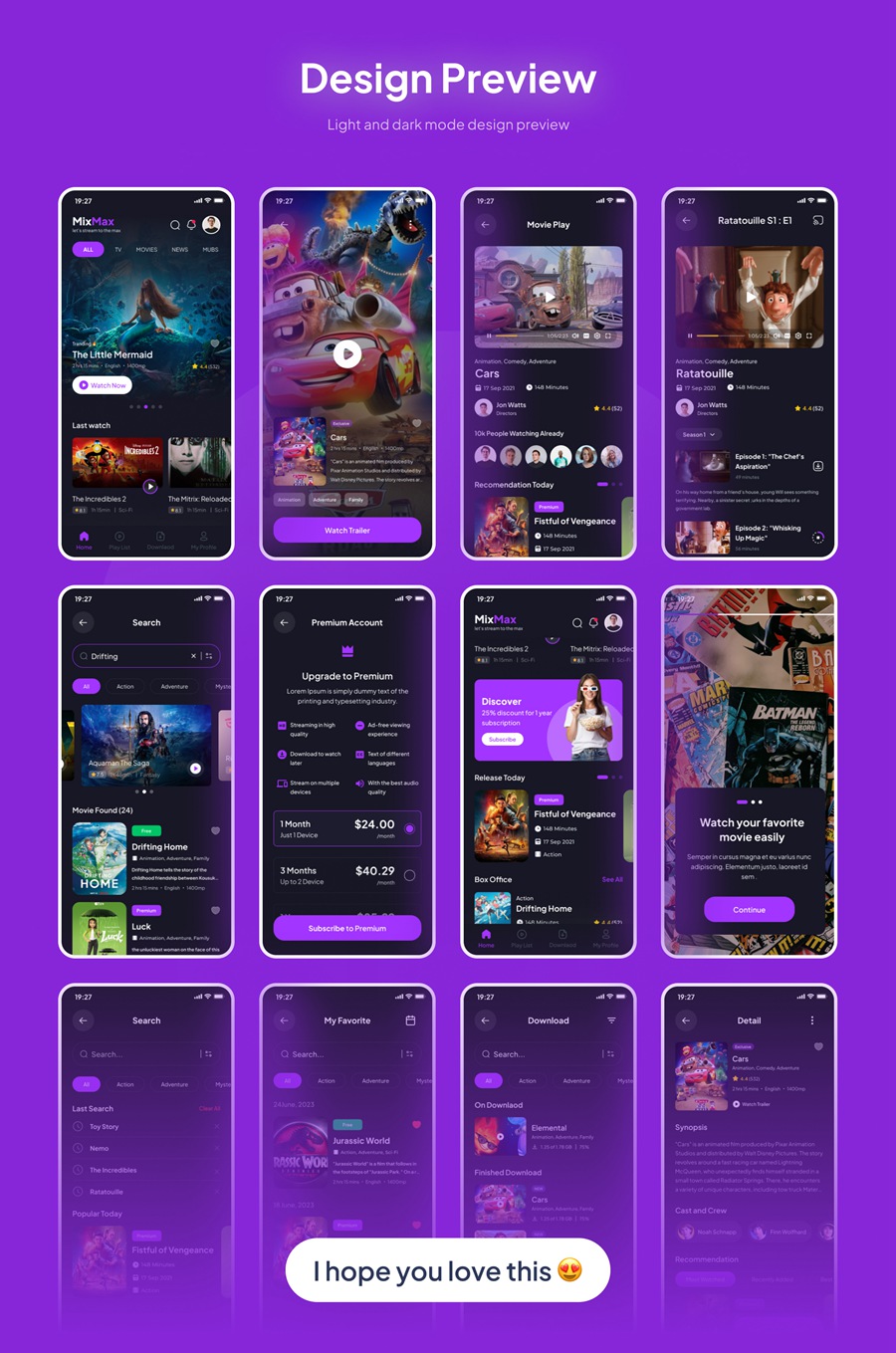 40+暗黑风格电影电视剧流媒体短视频APP应用程序UI界面设计Figma模板 MixMax – Movie Streaming Mobile App UI Kits APP UI 第7张-素材湾丨精选海外优质设计素材资源 40+暗黑风格电影电视剧流媒体短视频APP应用程序UI界面设计Figma模板 MixMax – Movie Streaming Mobile App UI Kits APP UI sucaiwan.com