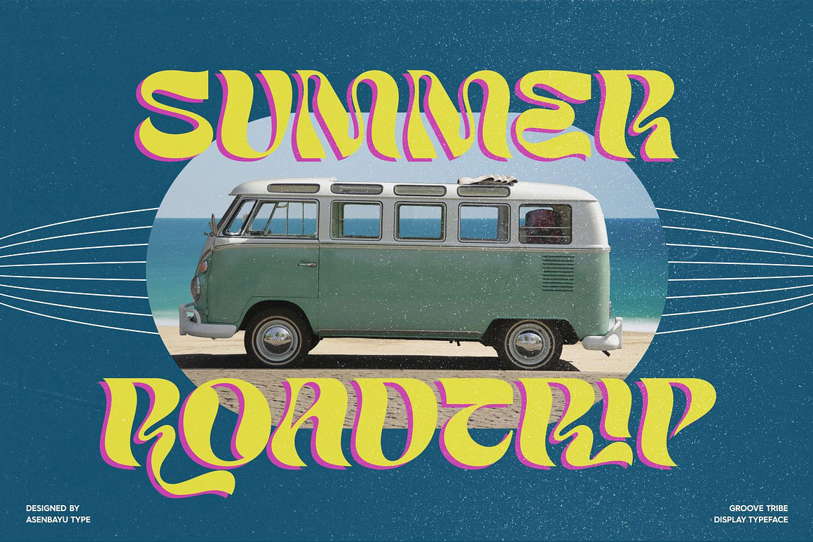 时尚复古扭曲酸性海报杂志标签徽标LOGO设计PSAI英文字体安装包 Groove Tribe Font 设计素材 sucaiwan.com