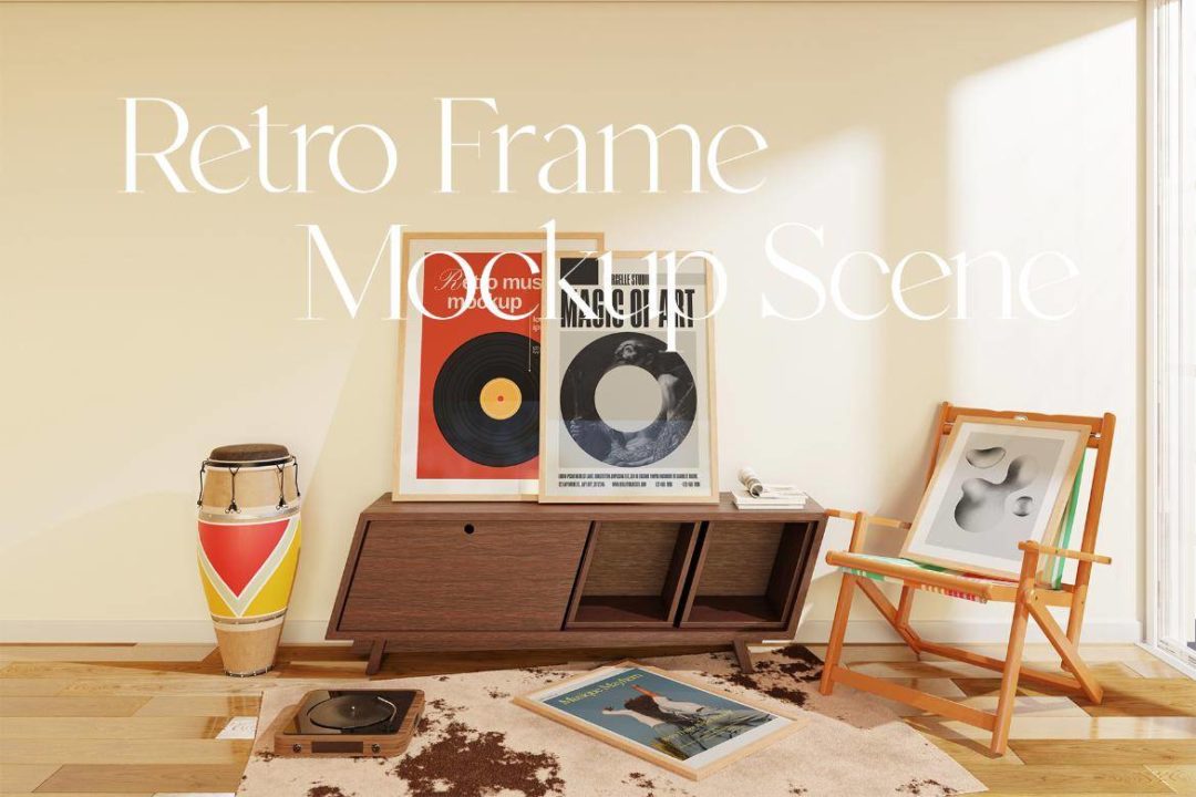 8款优雅室内场景海报艺术品挂画设计相框框架展示效果图PS贴图样机模板 Retro Frame Mockup Scene 样机素材 sucaiwan.com
