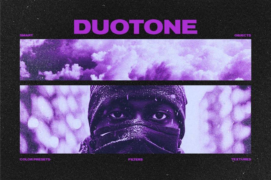 复古灰尘颗粒照片效果PS特效滤镜插件样机模板设计素材 Retro Grainy Duotone Photo Effect 插件预设 第1张-素材湾丨精选海外优质设计素材资源 复古灰尘颗粒照片效果PS特效滤镜插件样机模板设计素材 Retro Grainy Duotone Photo Effect 插件预设 sucaiwan.com