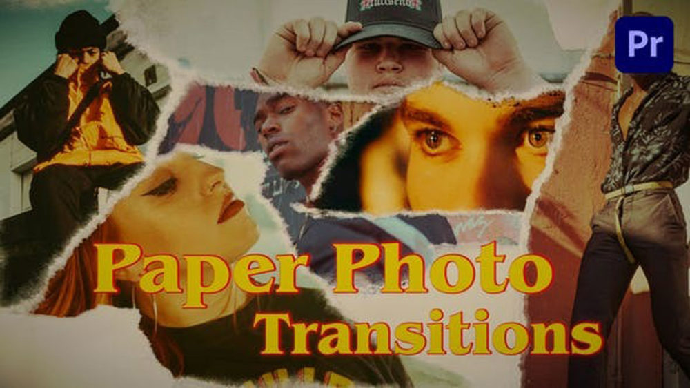 PR预设 潮流剪纸美学纸张拼贴艺术照片视频过渡转场特效 Paper Photo Transitions 插件预设 sucaiwan.com