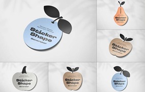 逼真水果形状不干胶贴纸设计展示效果图PS贴图样机模板素材 Sticker Generator Mock-up