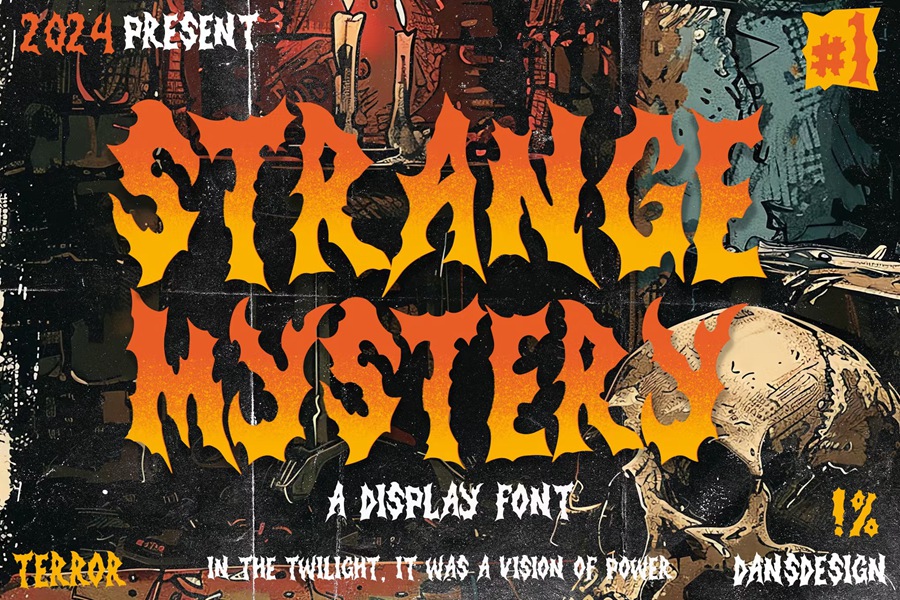 时尚复古金属品牌海报电影徽标设计y2k装饰英文字体安装包 Strange Mystery Horror Metal Display Font 设计素材 第1张-素材湾丨精选海外优质设计素材资源 时尚复古金属品牌海报电影徽标设计y2k装饰英文字体安装包 Strange Mystery Horror Metal Display Font 设计素材 sucaiwan.com