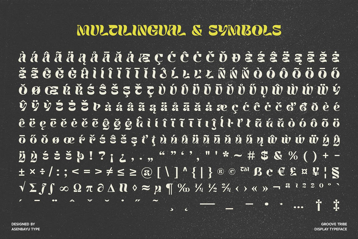 时尚复古扭曲酸性海报杂志标签徽标LOGO设计PSAI英文字体安装包 Groove Tribe Font 设计素材 sucaiwan.com