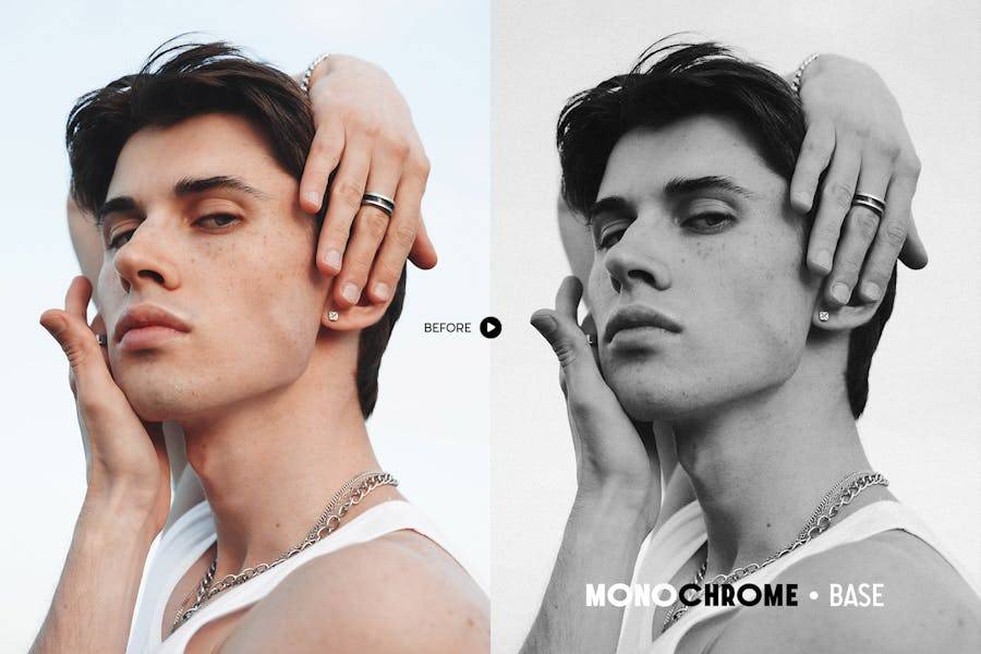 黑白色调电影胶片模拟肖像后期调色Lightroom预设 Monochrome Lightroom Presets 插件预设 第9张-素材湾丨精选海外优质设计素材资源 黑白色调电影胶片模拟肖像后期调色Lightroom预设 Monochrome Lightroom Presets 插件预设 sucaiwan.com