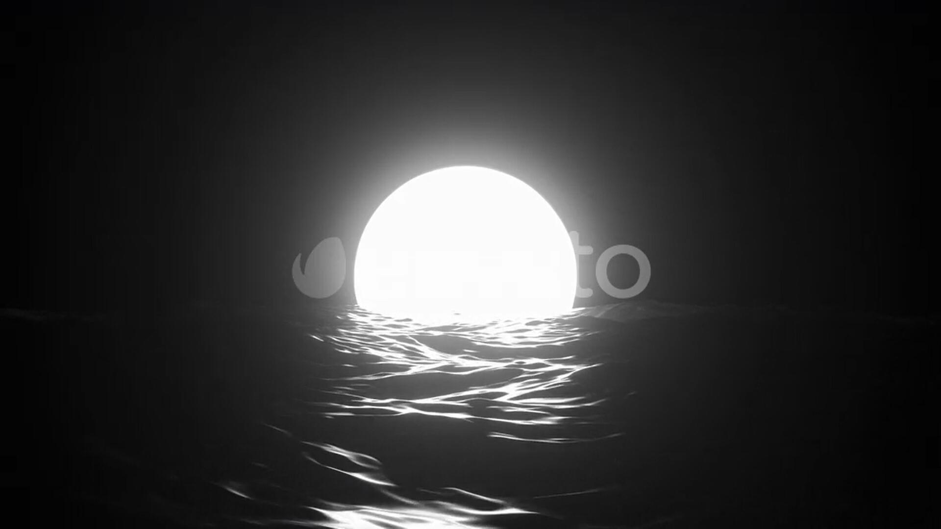 视频素材：黑白几何科幻阳光/发光框架在海面上无缝循环4K视频素材 , sucaiwan.com