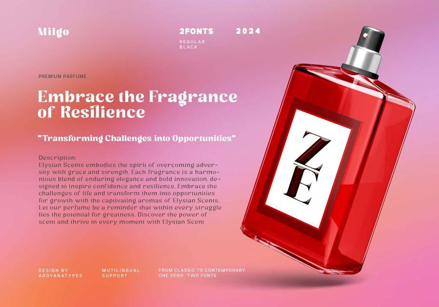 时尚复古杂志海报包装网页设计衬线英文字体安装包 Milgo 设计素材 sucaiwan.com