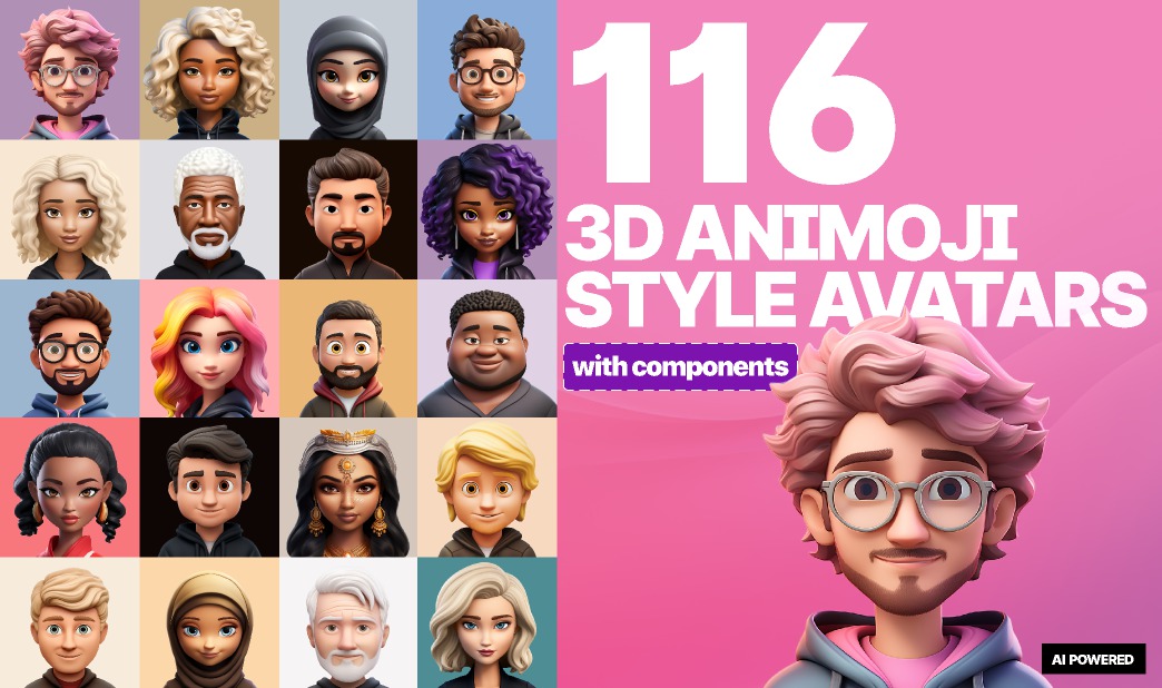 100+潮流3D Animoji卡通数字角色头像素材合集 Animoji avatars 图标素材 sucaiwan.com