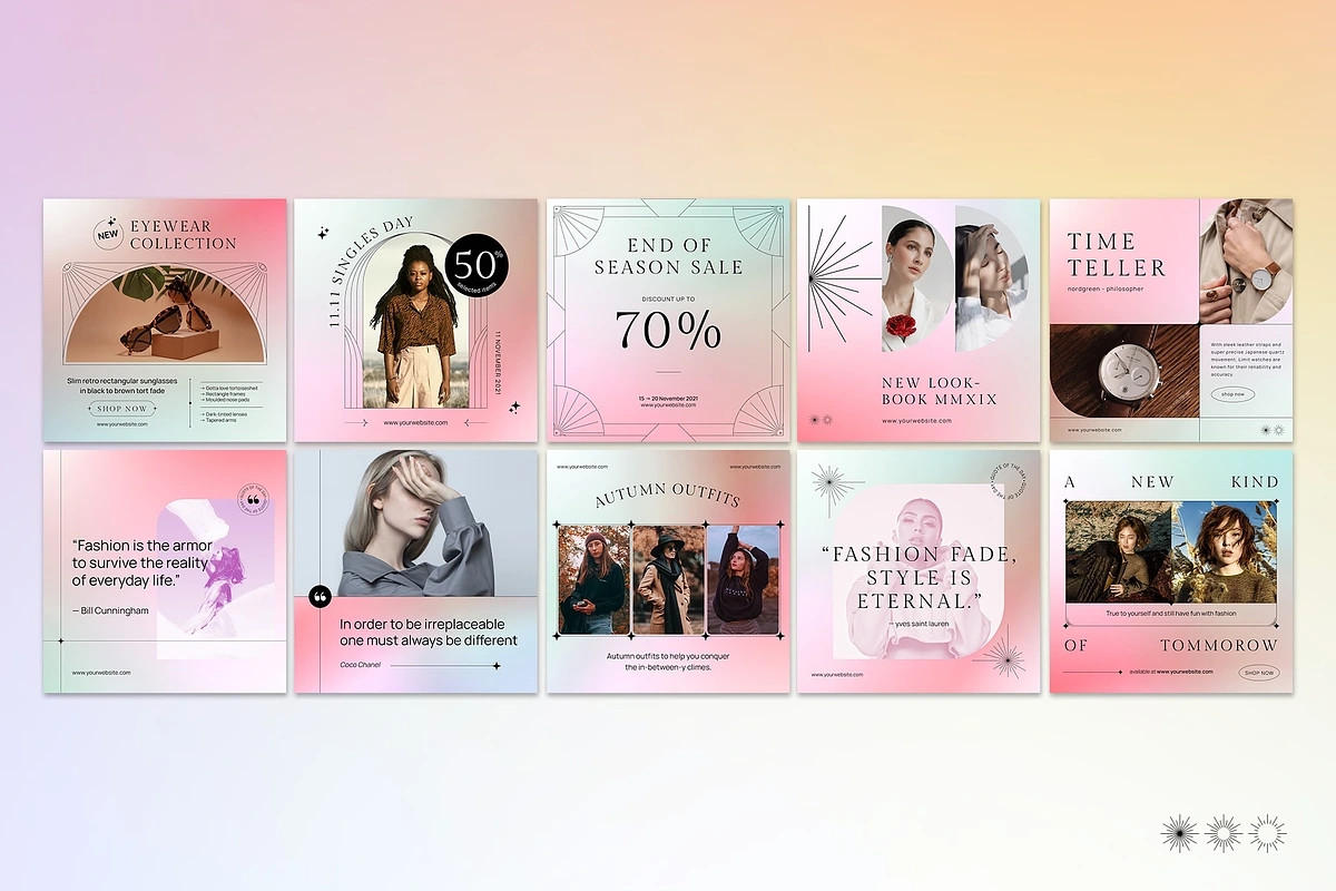 40款现代极简INS风正方形弥散光渐变优雅图文排版社交媒体小红书PSD海报主图模板套装 Gradient Fashion Social Media Vol.II , 第5张-素材湾丨精选海外优质设计素材资源 40款现代极简INS风正方形弥散光渐变优雅图文排版社交媒体小红书PSD海报主图模板套装 Gradient Fashion Social Media Vol.II , sucaiwan.com