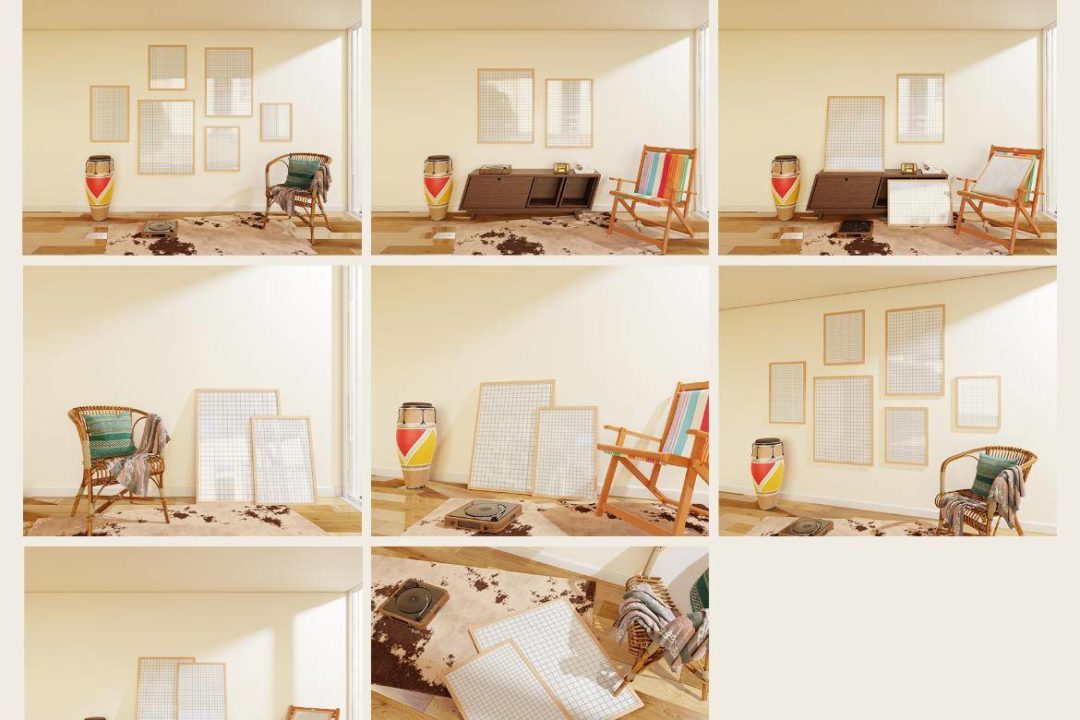 8款优雅室内场景海报艺术品挂画设计相框框架展示效果图PS贴图样机模板 Retro Frame Mockup Scene 样机素材 sucaiwan.com