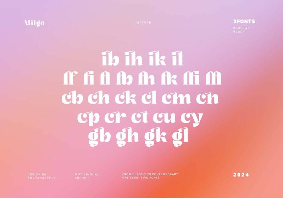 时尚复古杂志海报包装网页设计衬线英文字体安装包 Milgo 设计素材 sucaiwan.com