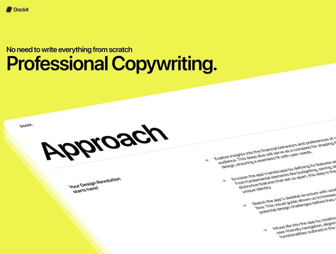 19页现代极简公司介绍项目提案演示文稿板式设计figma模板套件素材 Dockit | The Ultimate Freelancer document Kit APP UI sucaiwan.com