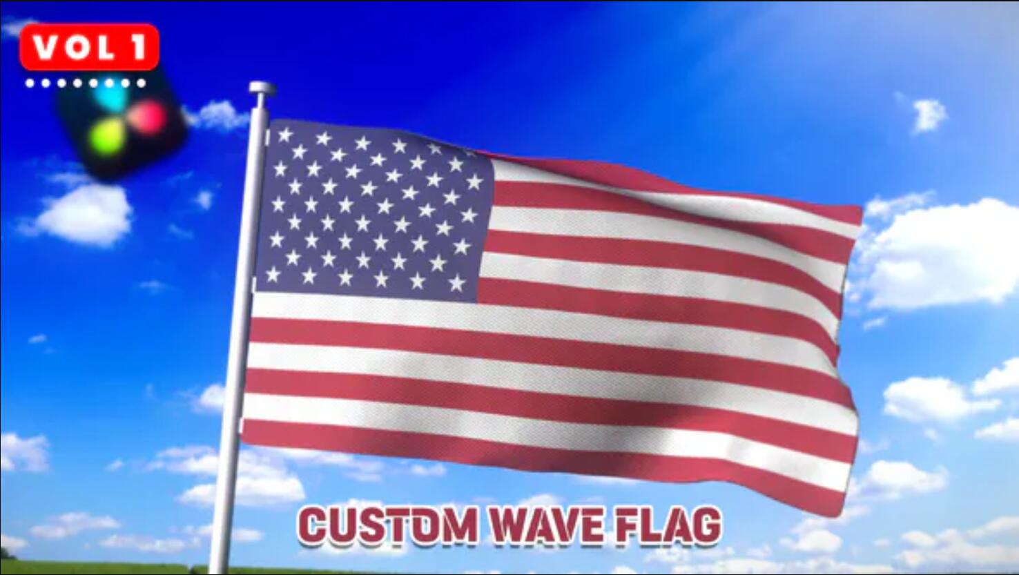 达芬奇预设：国旗飘动效果可自定义图像图案 , sucaiwan.com