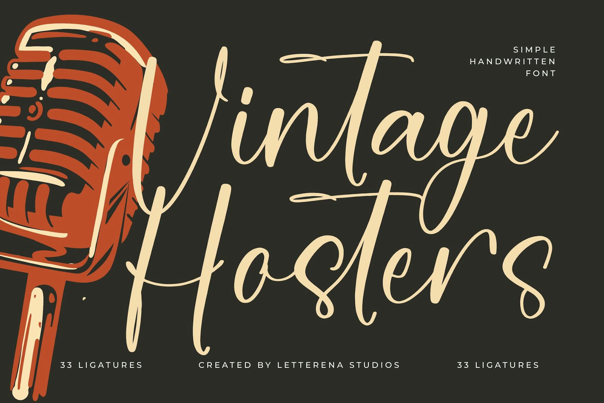 优雅品牌海报徽标设计手写英文字体安装包 Vintage Hosters Simple Handwritten Font 设计素材 sucaiwan.com