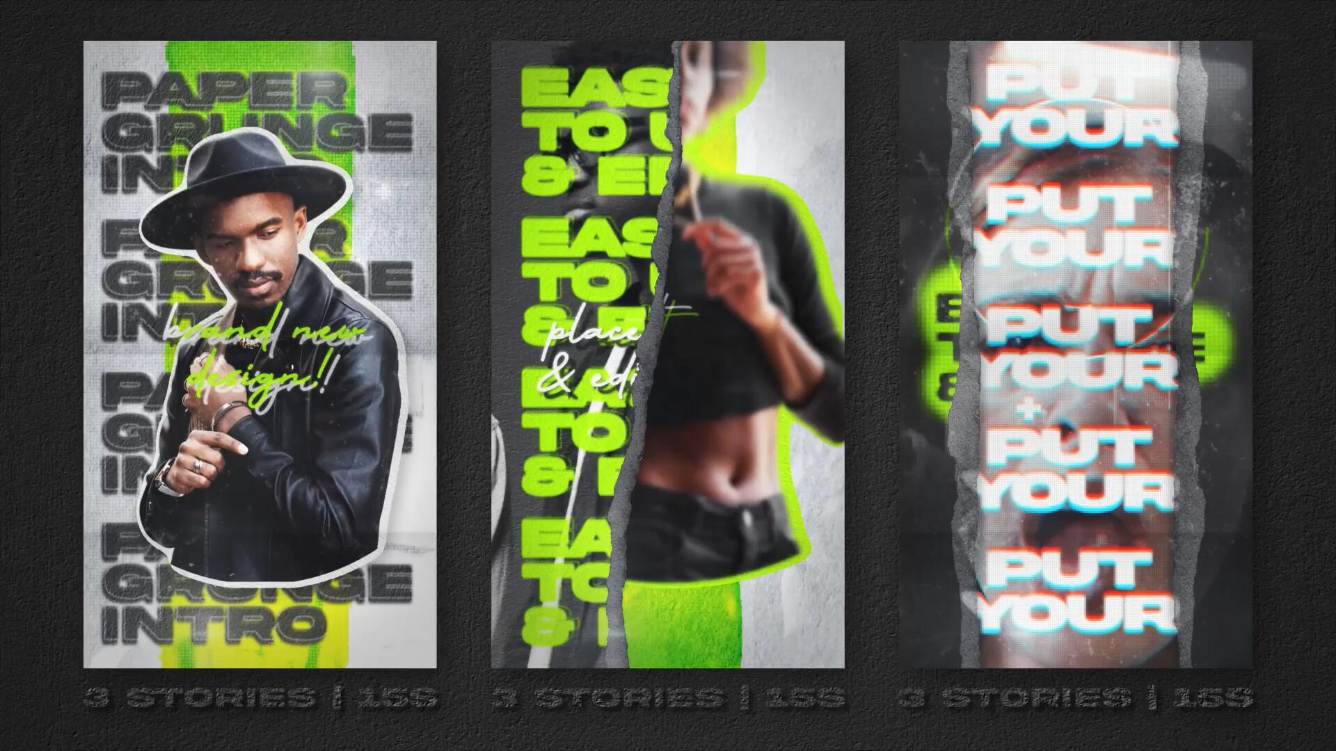 AE模板：粗糙划痕竖屏拼贴故障垃圾摇滚撕纸开场片头 , sucaiwan.com