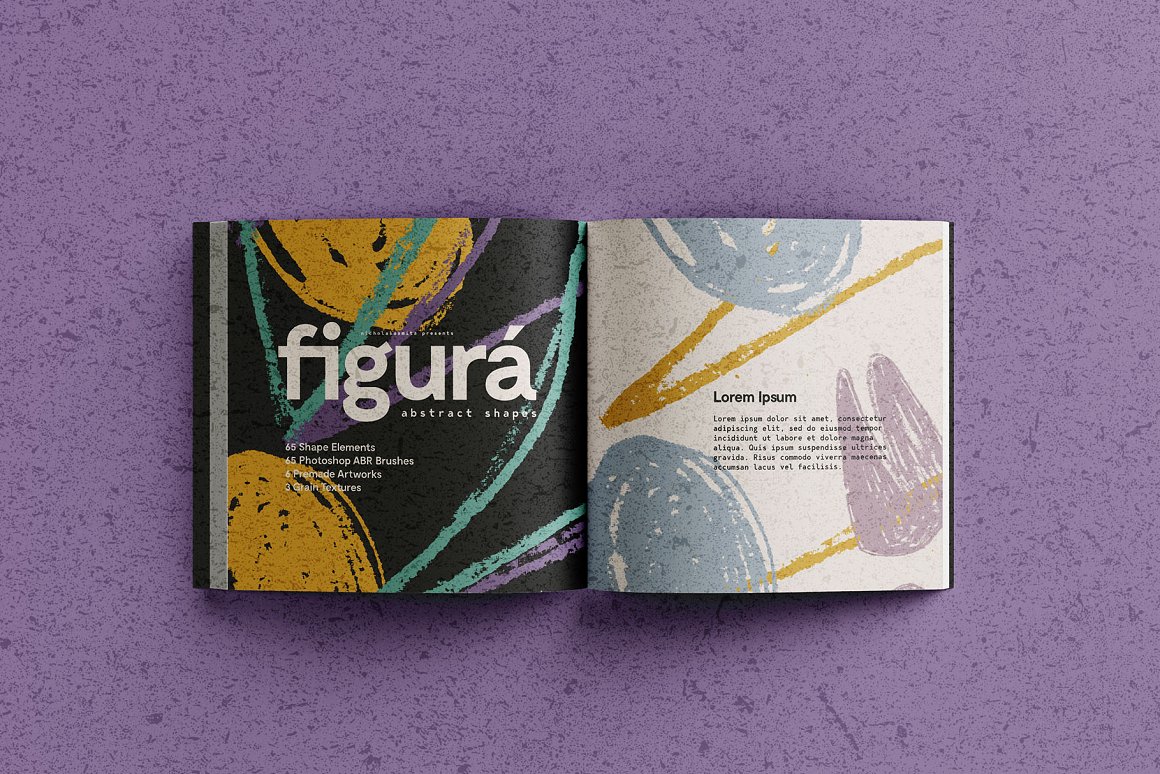 Figurá 75个抽象俏皮趣味粗糙质感墨水画马克笔涂鸦粉彩形状PS笔刷+背景纹理图片素材 75 Abstract Shapes + Brushes 图片素材 sucaiwan.com